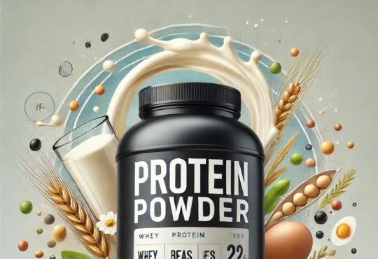 DALL·E 2025 02 17 21.55.00 A high quality digital illustration of a protein powder container with a scoop of powder next to it. The container should be labeled Protein Powder