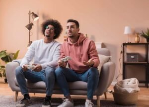 male friends playing with joystick 23 2148405655